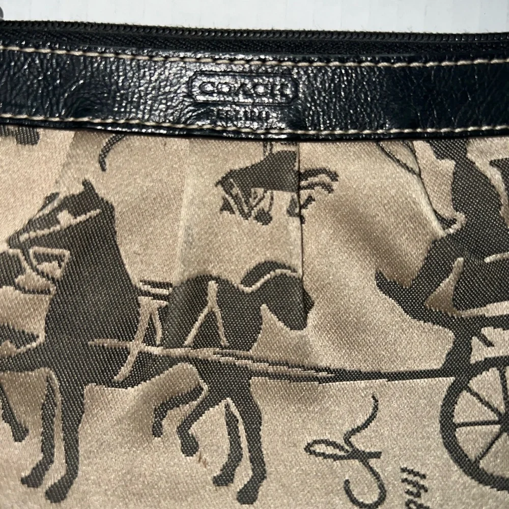 Coach Horse & Carriage Monogram Tan & Black Preloved Coin Pouch